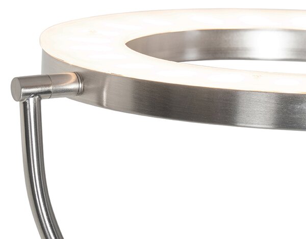 Moderní stojací lampa ocel s ramenem na čtení vč. LED a stmívače - Divo