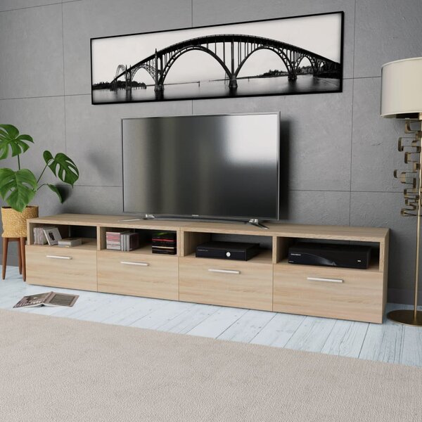 Stolek pod TV, 2 ks, dřevotříska, 95 x 35 x 36 cm, dub