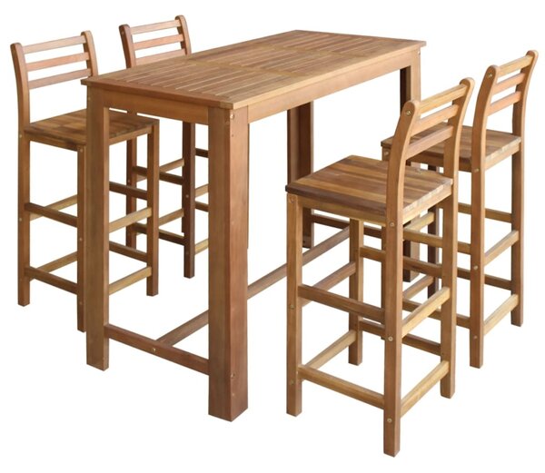Barový stůl a židle sada 5 kusů z masivního akáciového dřeva