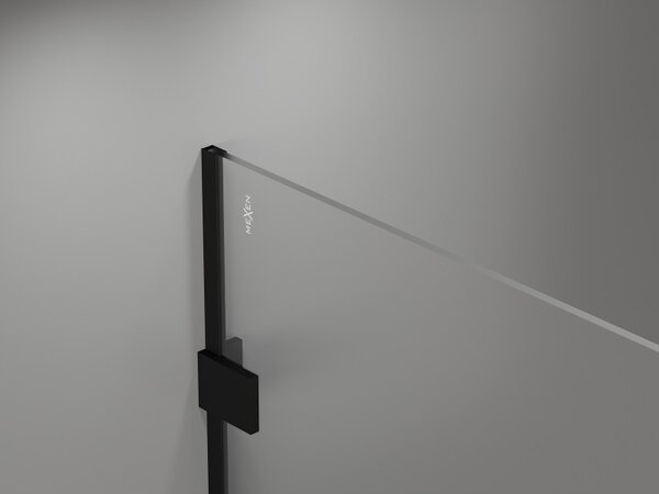 Mexen Lunar sprchová stěna pravá 90 x 200 cm, 8mm čiré sklo, černá matná, 830-090-000-70-00-P