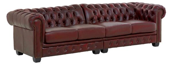 SOB Nábytek - Luxusní kožená sedačka Chesterfield 4místná červená - F0A00000907W