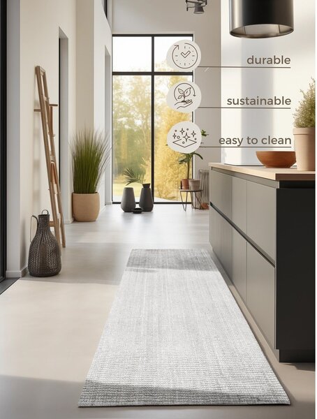 Světle šedý oboustranný/ručně tkaný jutový běhoun 80x200 cm Bouclé Jaipur – Hanse Home