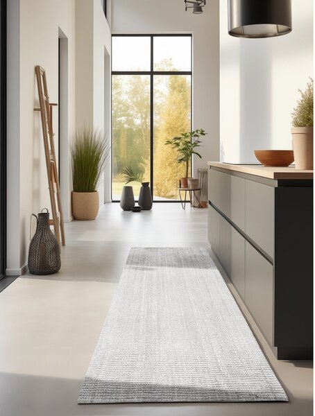 Světle šedý oboustranný/ručně tkaný jutový běhoun 80x200 cm Bouclé Jaipur – Hanse Home