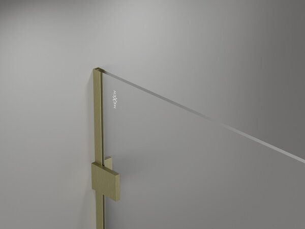 Mexen Lunar sprchová stěna pravá 90 x 200 cm, 8mm čiré sklo, zlatá matná, 830-090-000-55-00-P