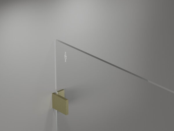 Mexen Lunar sprchová stěna pravá 90 x 200 cm, 8mm čiré sklo, zlatá matná, 830-090-000-55-00-P