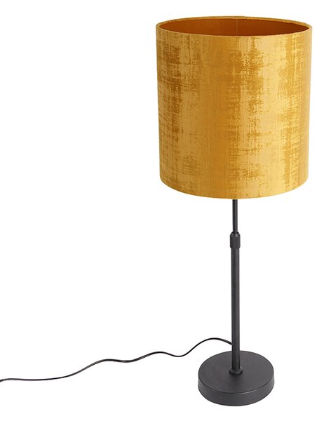 Stolní lampa černý sametový odstín zlatá 25 cm nastavitelná - Parte