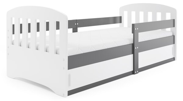 Dětská postel CLASSIC + matrace, 80x160, bílá/grafit