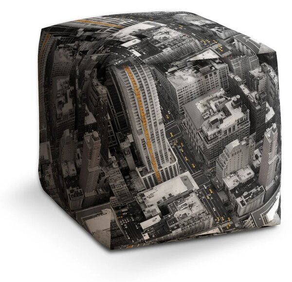 Sablio Taburet Cube Pohled z mrakodrapu - 40x40x40 cm