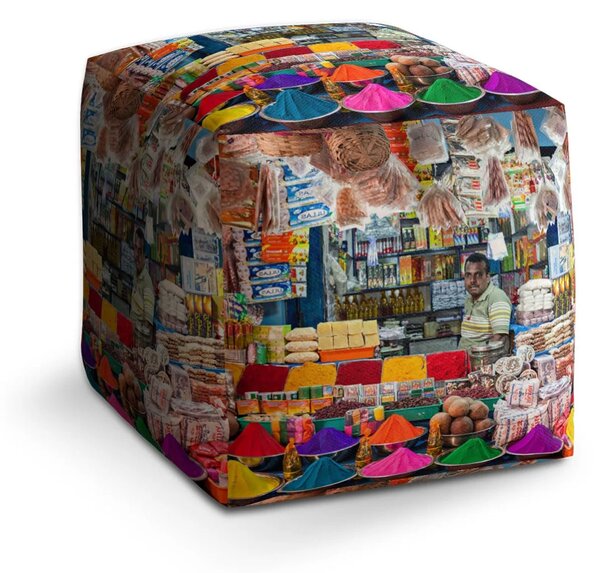 Sablio Taburet Cube Barevné koření - 40x40x40 cm