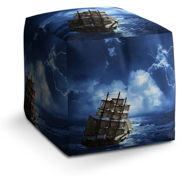 Sablio Taburet Cube Loď v bouřce - 40x40x40 cm