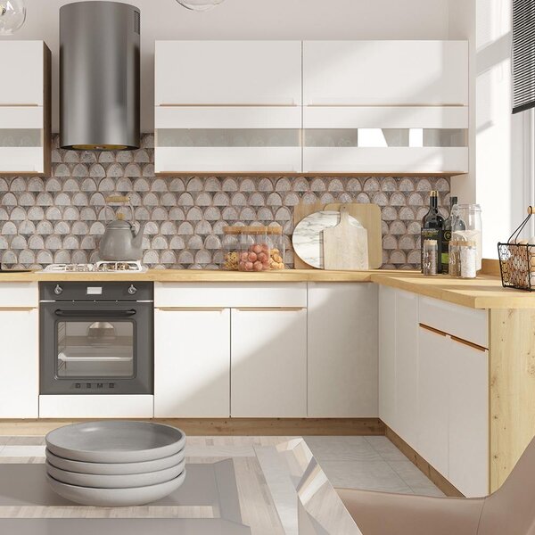 Kuchyňská linka GLAMOUR b | 312,5x172,5 cm | bílá mat