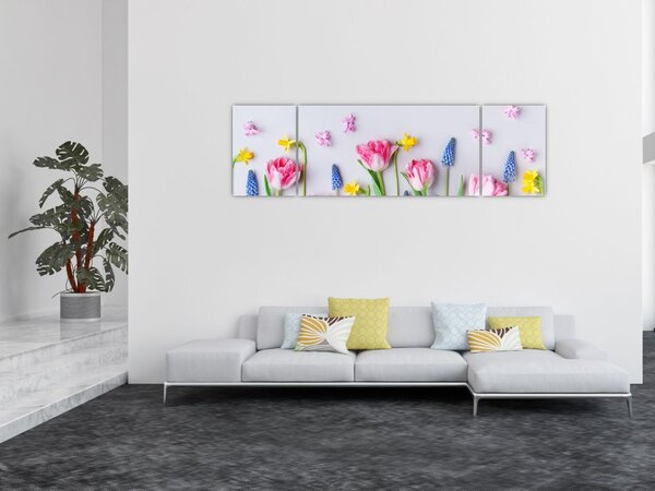 Obraz jarních květin (170x50 cm)