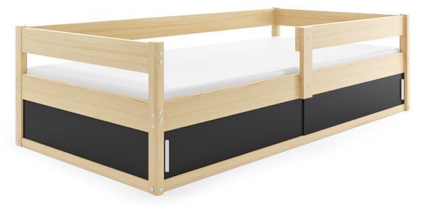 Dětská postel HUGO + matrace, 80x160, borovice/černá