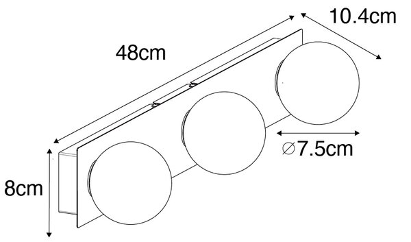 Moderní nástěnné svítidlo černé 48 cm IP44 3-světlo - Cederic