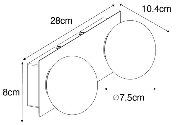 Nástěnná lampa zlatá 28 cm IP44 2-světlo s vypínačem - Cederic