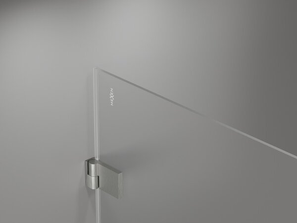 Mexen Lunar-B L výklopný sprchový kout pravý 90 x 70 cm, čiré sklo, broušená ocel, 832L-090-070-97-00-P