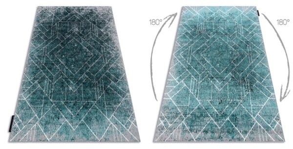 Koberec DE LUXE 626 geometrický, romby - šedý / zelený