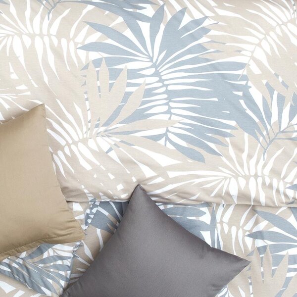 Povlečení ART JERSEY palm leaves béžovošedá 140 x 200/70 x 90 cm