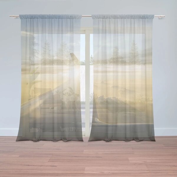 Sablio Záclony Křídlo letadla nad mraky: 2ks 150x250cm