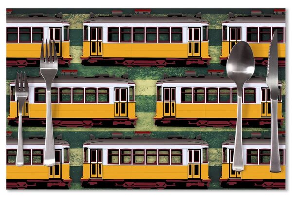 Sablio Prostírání Lisabonské historické tramvaje Zelený Pattern: 40x30cm