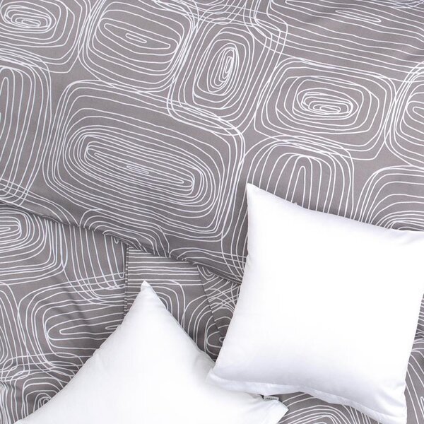 Povlečení SATÉN TENCEL DESIGN spirals šedohnědá 140 x 200/70 x 90 cm