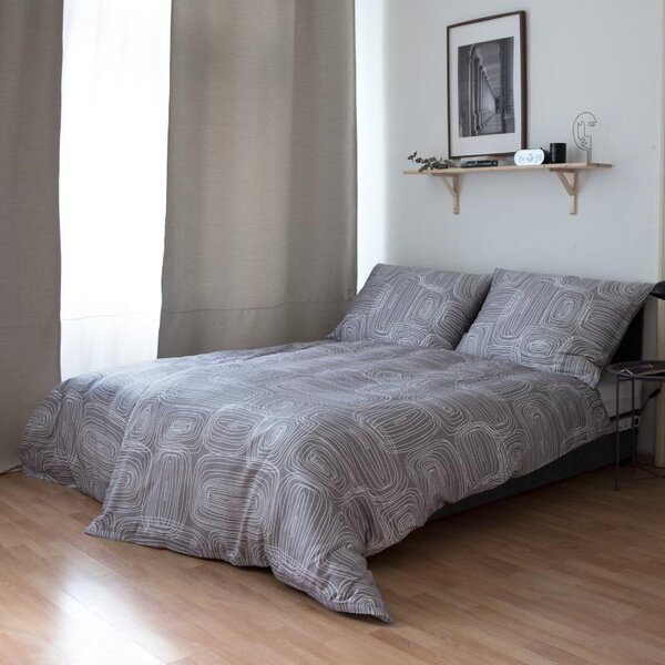 Povlečení SATÉN TENCEL DESIGN spirals šedohnědá 140 x 200/70 x 90 cm