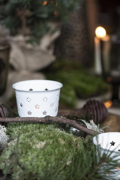 Smaltovaný svícínek Stars White