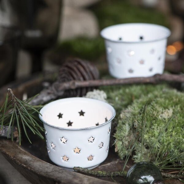 Smaltovaný svícínek Stars White