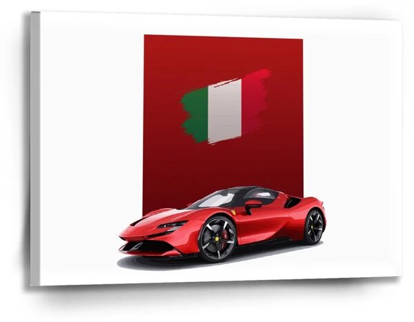 Sablio Obraz Ferrari Italská vlajka na červeném bloku - 90x60 cm