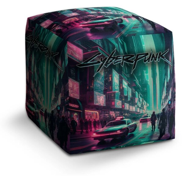 Sablio Taburet Cube Cyberpunk 2077 Město - 40x40x40 cm