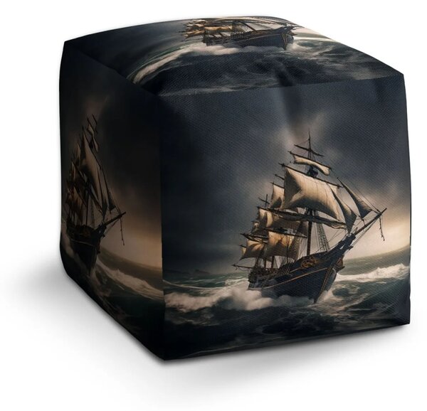 Sablio Taburet Cube Plachetnice v rozbouřených vodách - 40x40x40 cm