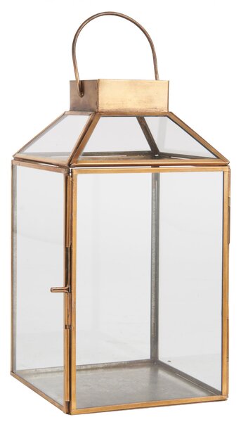 Skleněná lucerna Norr Brass 25,5 cm