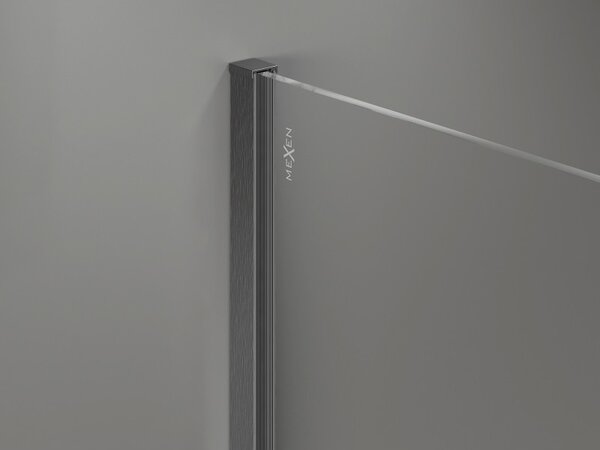 Mexen, Mexen Kioto-X sprchová stěna 60 x 200 cm, grafit 10 mm, pistolově šedá kartáčovaná - 800-060-101-66-40-X