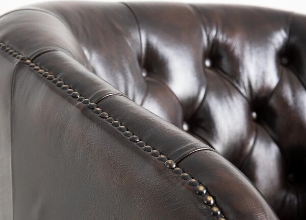 SOB Nábytek - Křeslo Chesterfield V hnědá pravá kůže - F0A2162W