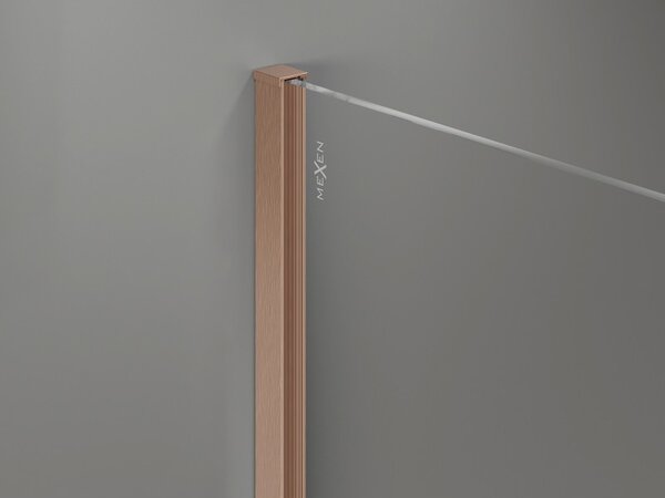 Mexen, Mexen Kioto-X sprchová stěna 50 x 200 cm, grafit 10 mm, broušená měď - 800-050-101-65-40-X