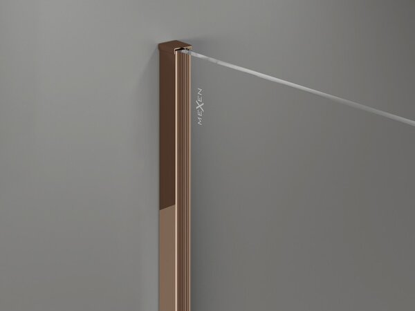 Mexen, Mexen Kioto-X sprchová stěna 60 x 200 cm, průhledná 10 mm, růžové zlato - 800-060-101-60-00-X