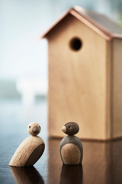 Dřevěný ptáček Natural and Smoked Oak Wood – set 2 ks