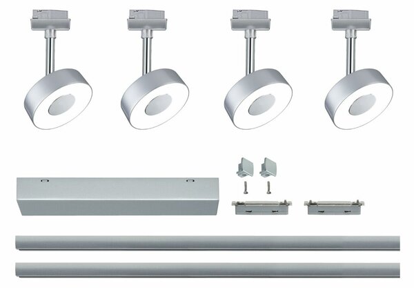 PAULMANN URail LED lištový spot Circle základní sada 4x5,3W 2700K 230V matný chrom/chrom