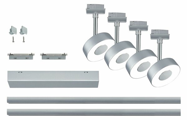 PAULMANN URail LED lištový spot Circle základní sada 4x5,3W 2700K 230V matný chrom/chrom