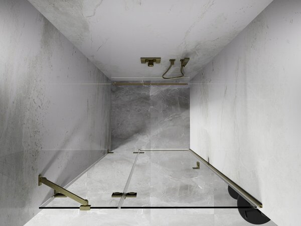 Mexen, Mexen Lunar levé výklopné sprchové dveře 70 cm, transparentní, broušené zlaté - 834-070-000-55-00-L