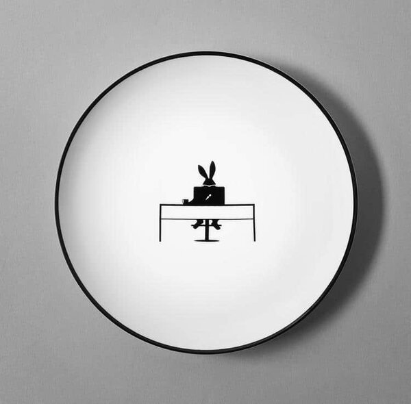 Porcelánový dezertní talíř Working Rabbit 20,5 cm