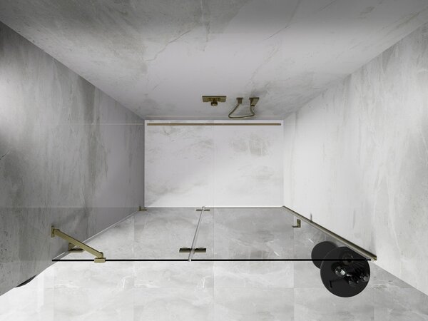 Mexen, Mexen Lunar levé výklopné sprchové dveře 130 cm, transparentní, broušené zlaté - 834-130-000-55-00-L