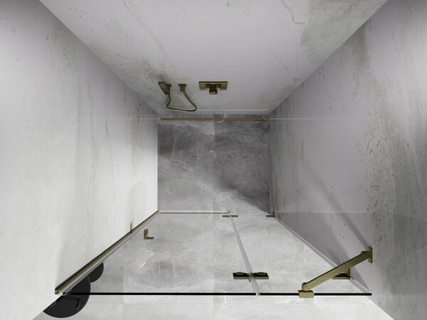 Mexen, Mexen Lunar pravé otočné sprchové dveře 70 cm, transparentní, broušené zlaté - 834-070-000-55-00-P
