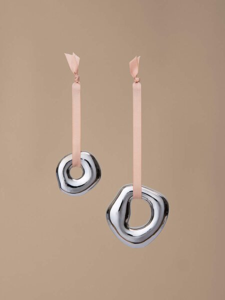 Ferm Living Vánoční baňky Orrith Ornaments set 2ks, silver