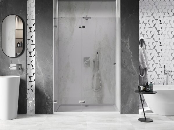 Mexen, Mexen Lunar levé výklopné sprchové dveře 130 cm, transparentní, chrom - 834-130-000-01-00-L