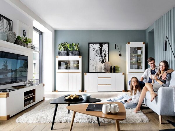 BRW Arendal Vitrína REG2D2W/101, bílá alpská/bílá