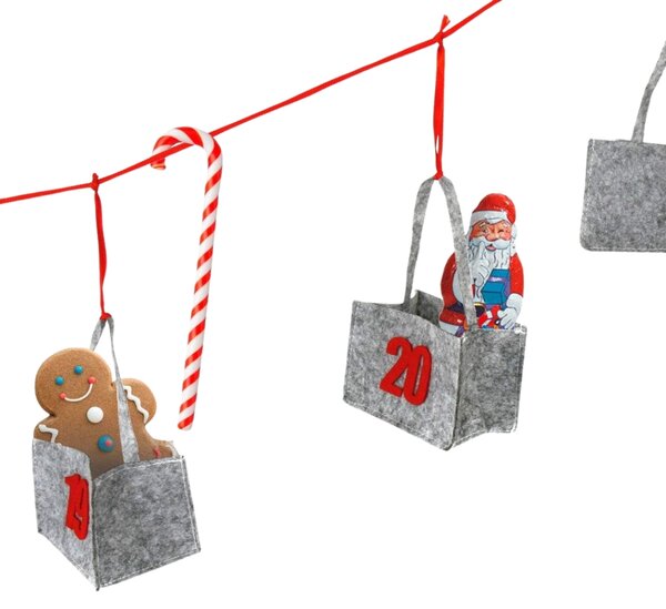 Závěsný adventní kalendář BAGLANDER 5 m, šedý