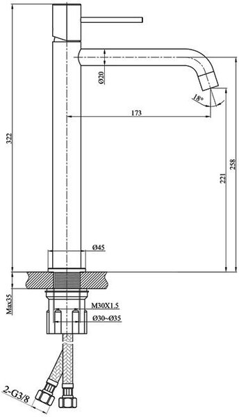 LaVita Orion umyvadlová baterie stojící zlatá 5900378341413