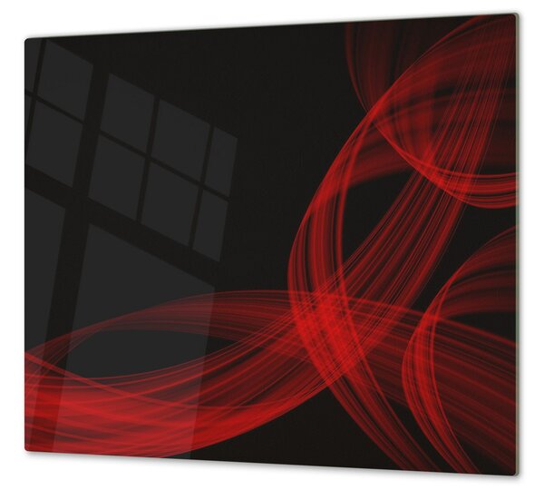 Ochranná deska černo červený abstrakt - 40x40cm / S lepením na zeď