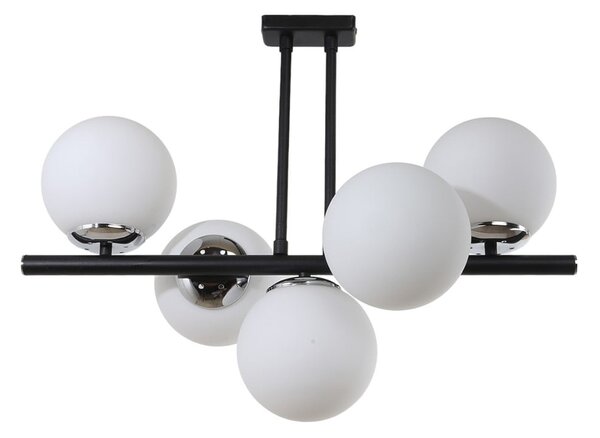 Černo-bílé stropní svítidlo se skleněným stínidlem ø 15 cm Sail – Squid Lighting